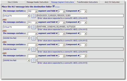 Message Segment Matching Instructions