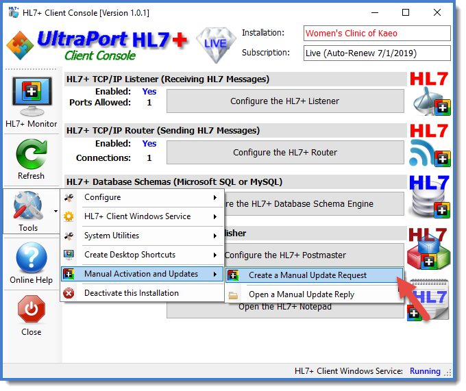 Creating a Manual Update Request