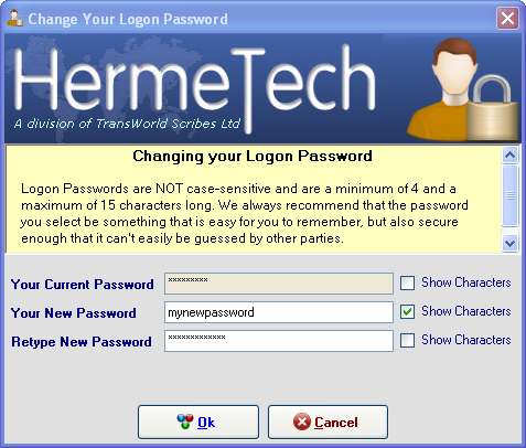 Enter and Confirm New Password
