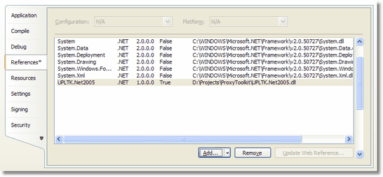 Add a reference to UPLTK.Net2005.dll