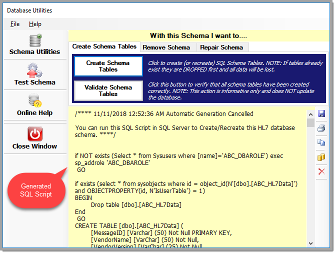 Generated SQL Script