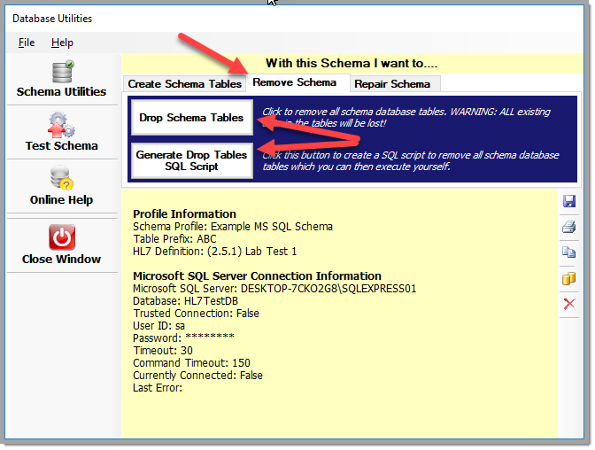 Removing Schema Tables