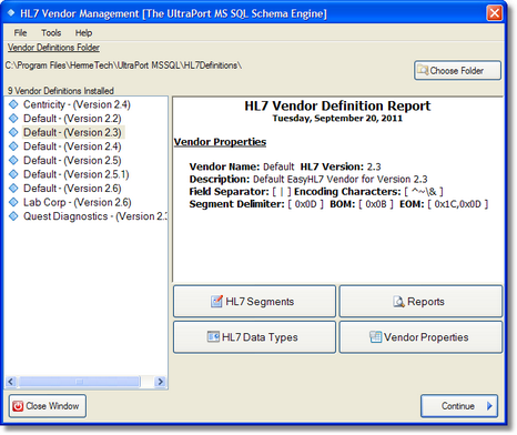 Managing your HL7 vendor definitions