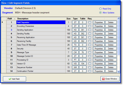 Segment fields