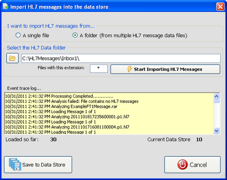 The Import Messages Window
