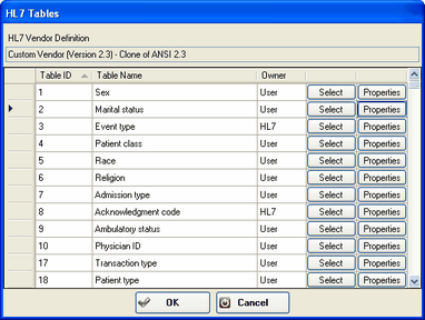 ChooseHL7Table() Method