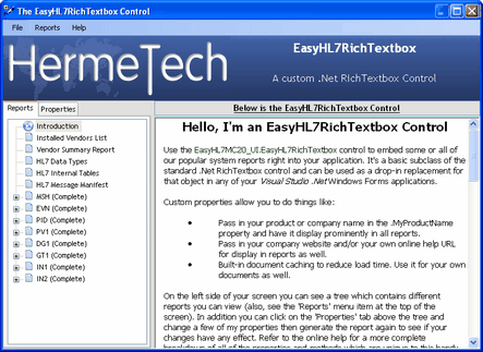 The Example Application's EasyHL7RichTextbox Demo Form