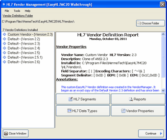 EasyHL7 Vendor Manager