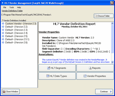 EasyHL7 Vendor Manager