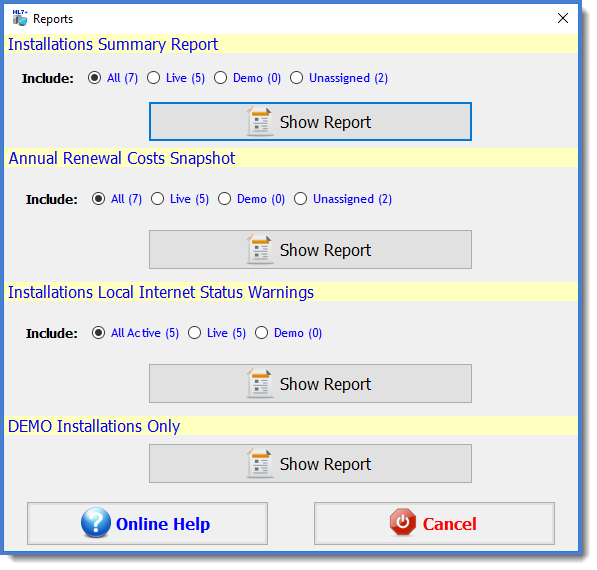 The Reports Window