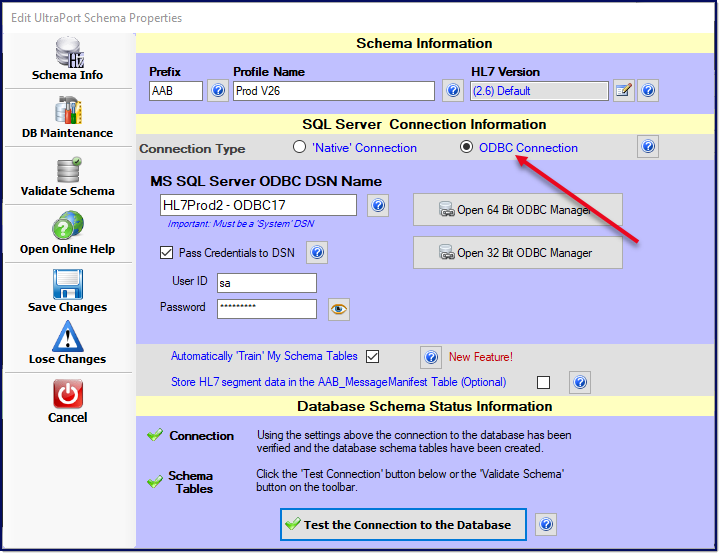 ODBC Connection Example for MS SQL Server