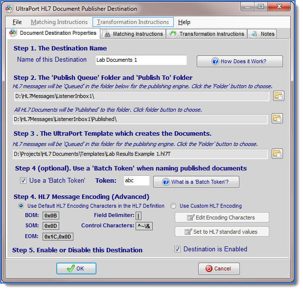 Document Publisher Destination Properties