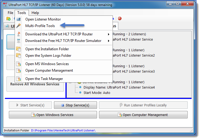 Access the Multi-Profile Tools from the Tools Menu