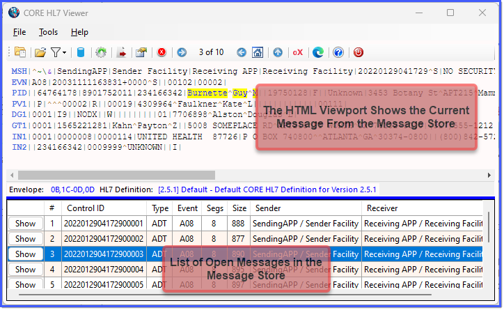 CORE HL7 Viewer CORE HL7 Viewer