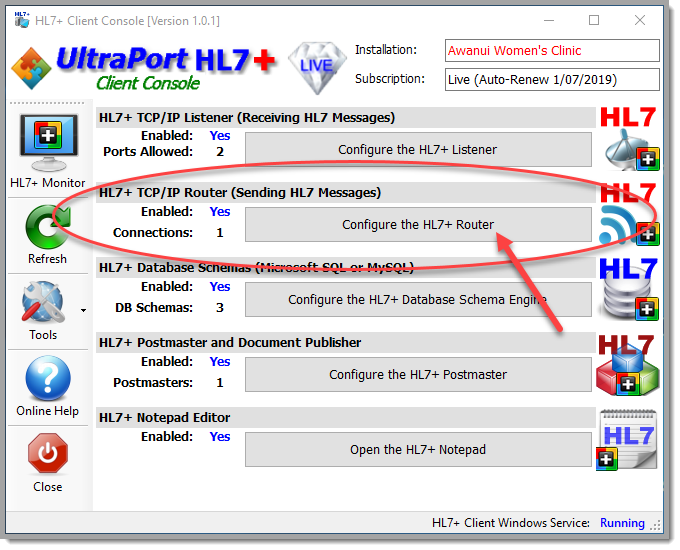 Just Click 'Configure the HL7+ Router' button Just Click 'Configure the HL7+ Router' button
