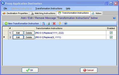 Transformation Instructions Tab Transformation Instructions Tab