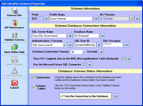 The Schema Properties window The Schema Properties window