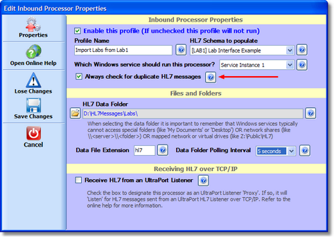 Inbound Processor Window Inbound Processor Window