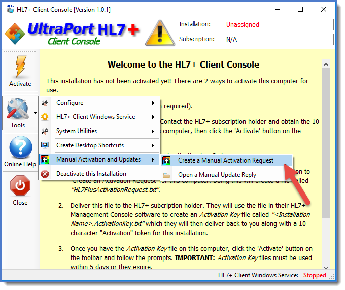 Creating a Manual Activation Request Creating a Manual Activation Request