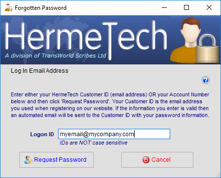 Password Recovery Window Password Recovery Window